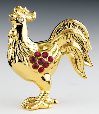 YEAR OF ROOSTER Gold Swarovski Crystal Zodiac Figure
