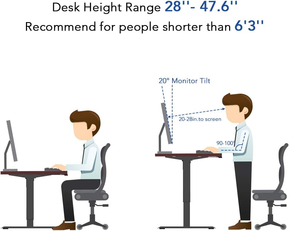 Flexispot Standing Desk 48 x 30 Inches Height Adjustable Desk Electric Sit Stand Desk Home Office Desks Whole-Piece Desk Board (Black Frame + 48 in Blacktop)…: Kitchen & Dining