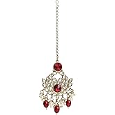 I Jewels Gold Plated Indian Wedding Bollywood Kundan Pearl Maang Tikka for Women (T3155M)