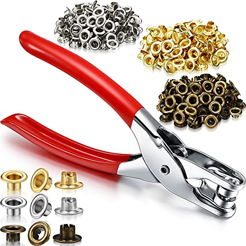 Grommet Eyelet Plier Set, Eyelet Hole Punch Pliers Kit with 300 Metal
