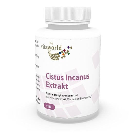 Vita World Premium Cistus Incanus Extrakt mit 300mg Polyphenolen je Kapsel 120 Kapseln bioaktiv und hochdosiert Deutsche Apot