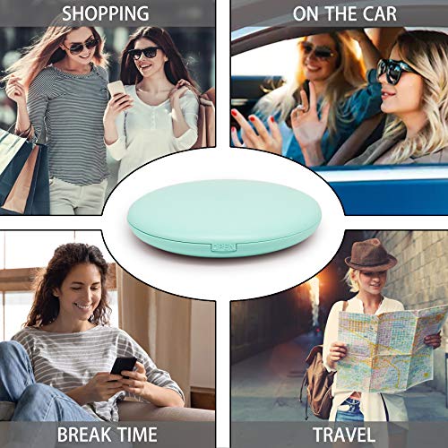 LED Lighted Travel Makeup Mirror 10X Magnification Dual Sided Vanity Mirror with Lights Portable, Pocket, Lighted, Makeup Mirror | Perfect for Purse, Handbag & Travel Beauty Needs |（Blue）