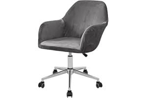 ITFRO Set of 1 Grey Office Chair Cover Velvet Armchair Slipcover Wingback Chair Cover Curved Back Modern Accent Desk Chair Cover Stretch Computer Chair Seat Protector for Living Room (Grey, Set of 1)