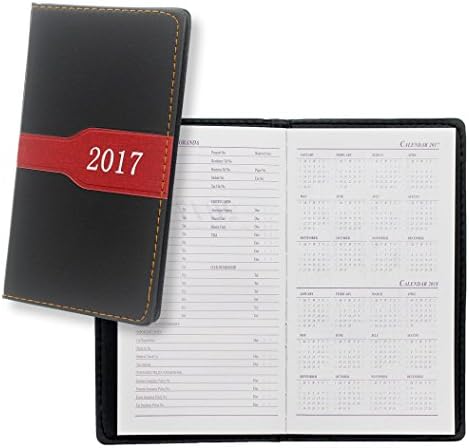 2017 Black with Red Cover Personal Organizer Planner - 7" x 4" x .5"
