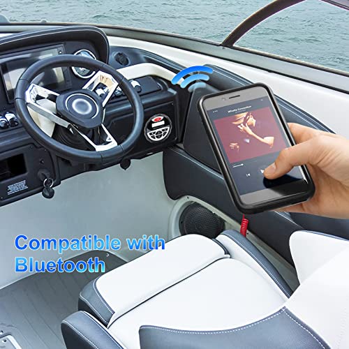 Herdio Marine Receiver SetAM FM Radio and 4 inch Waterproof Speakers(2 Pairs)+Black Antenna for