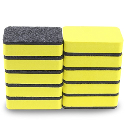 12 Pack of Magnetic Whiteboard Eraser,Bright Yellow Dry Erasers for Cleaning Dry Erase Pens and Markers Off White Boards for Classroom,School,Office,Home and Kids,2 4/5 x 1 3/5 Inches