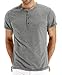 Mr.Zhang Men's Casual Slim Fit Short Sleeve Henley T-Shirts Cotton Shirts Gray-US L