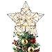 MAOYUE Christmas Tree Topper Rattan Lighted Tree Topper Battery Operated Rustic Star Tree Topper Built-in 10 LED Lights for Christmas Tree Decorations