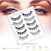 Premium Natural Black Eyelashes Demi Wispies Handmade Natural Cruelty-free Reusable Real Human Hair | x5 Designs Multipack Full Lash Strip Perfect False Light Lash Extension