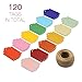 ZapFirst 120 PCs Dots Hollow Shaped Rectangular Paper Gift Tags with Free 120 Feet Hemp Rope Jute Twine (Assorted colors)