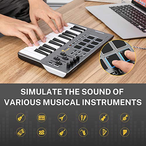 Donner MIDI Keyboard Controller, DMK25 Portable MIDI with 25 Responsive