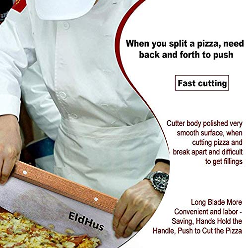 Pizza Cutter Slicer Rocker, Stainless Steel Blade Knife with Protective Cover Safe Chef Mezzaluna Chopper, Anti-Slip Handle - Thumbnail 7