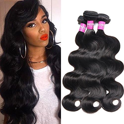 YAEONS 8A Peruvian Hair 3 Bundles Body Wave 100% Unprocessed Virgin Human Hair Weave(16" 18" 20")