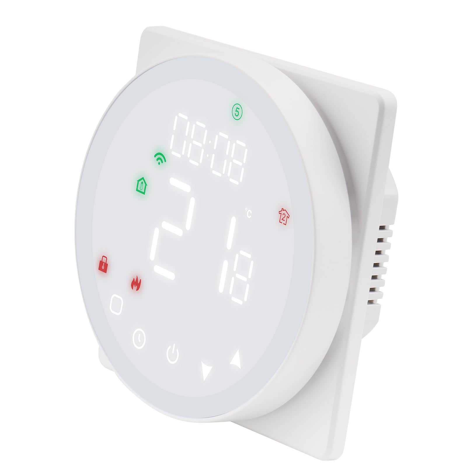 Wengart Floor Heating Thermostat,Feather Touch Control Panel,Round Colorful LED Display,5A Water Floor Heating (WIFI Water Floor Heating)