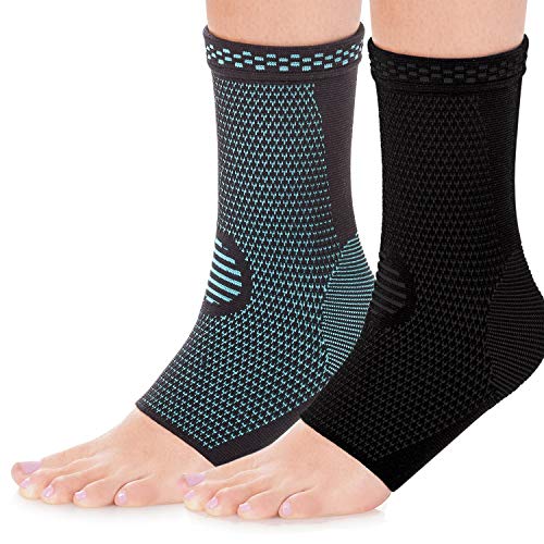 HaveDream Ankle Brace Compression Support Sleeve (2Pairs) for Injury Recovery, Joint Pain and More. Plantar Fasciitis Foot Socks with Arch Support, Eases Swelling, Heel Spurs, Achilles Tendon (M)