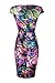 SDBING Women's Elegant Floral Slimming Fitted Stretch Sleeve Business Pencil Dress