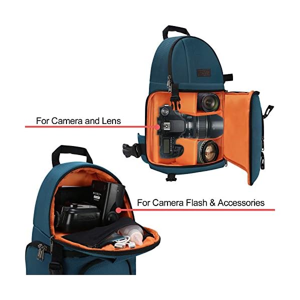 MOSISO Kamera Umhängetasche,DSLR/SLR/Spiegellos Kameratasche Stoßfeste Fotografie Kamerarucksack mit Stativhalter&Abnehmbar Modularen Einsätzen Kompatibel mit Canon/Nikon/Sony/Fuji,Jägergrün – Bild 3