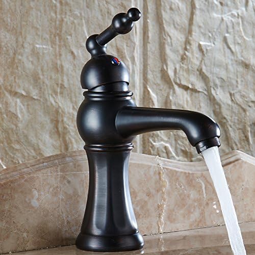 BAIANLE Single Handle Black Copper Bathroom Faucet Single Hole Hot And Cold Faucet Wash Basin Mixer Sink Faucet