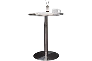Bistro Table Stainless Steel Round Table Bistro Pub Furniture - Bar Table Kitchen Dining Table, Circular Chassis Design, Suit