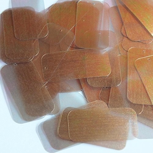 Crystal Bronze Iridescent Sequin Rainbow Rectangle 1.5 inch Transparent See Thru Couture Loose Paillettes. Made in USA.