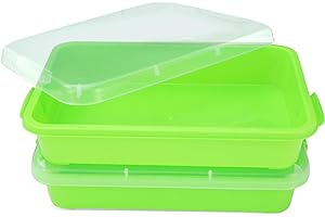 AtMini Sensory Bin Sand Tray with Lid for Toddlers 2 Pcs 15in Portable Sandbox Toy Large Plastic Tray for Kids 3 4 5 6 Fill with Sand, Water, Beads, and More (2 Green)