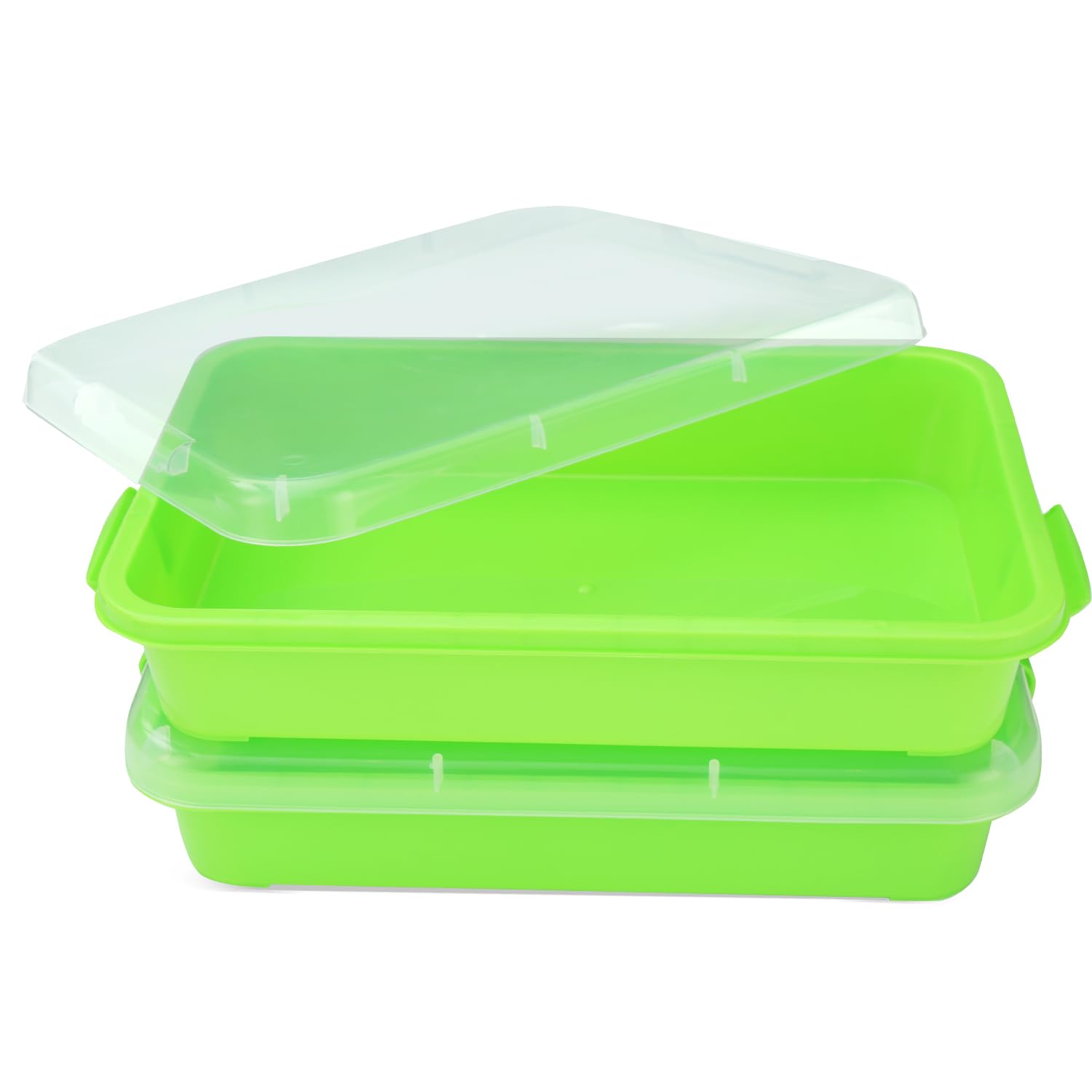 Sensory Bin Play Tray with Lid Sand Tray 2 Pcs 15in Portable Large plastic Tray Fill with Sand, Water, Beads and More