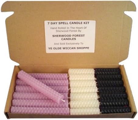 Sherwood Forest Candles - 7 Day Witch's Beeswax Spell Candle kit - Lilac - For Healing, Psychic Vision and Self-Pampering
