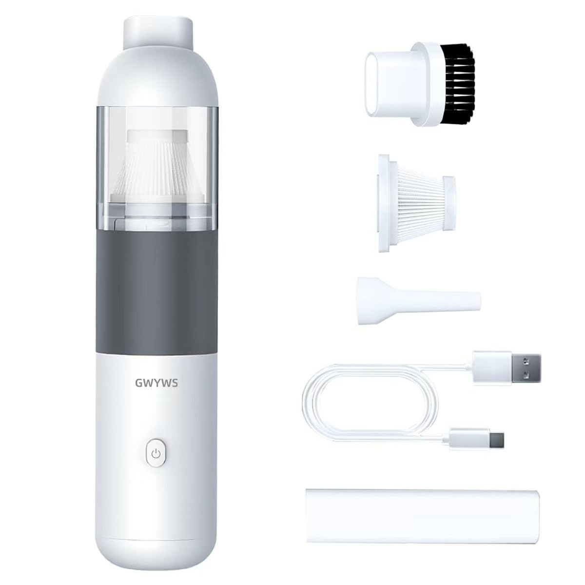 GWYWS Portable Vacuum Cleaner, Cordless Handheld Compact Rechargeable Vacuum for Car, Home, Pet, Office, Keyboard Cleaning, Wihte