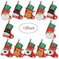 Chnaivy Mini Christmas Stockings for Decoration, Stocking Christmas Tree Decorating - Santa Claus,Snowman,Elk and Bear,Decorating Party Xmas Atmosphere,12 PCS