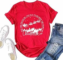 Ovazly Christmas Reindeer Print Shirts for Women