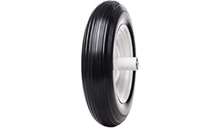 BAIVE BW 16" 4.80/4.00-8 Flat Free Solid Polyurethane Tire and Wheel, 1 Pack PU Airless Tires with 5/8" Ball Bearings 6" Iron Hub for Wheelbarrow/Hand Truck/Tool Cart/Garden Carts, 1 Pc