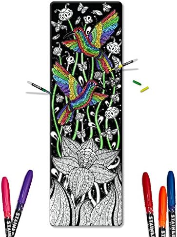 Color In Yoga Mat - Adult Coloring Book Style Exercise Yoga &amp; Pilates Mats, Bonus Carrying Case with Pocket - Birds - By Yogartistic