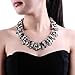 Jerollin Vintage Gold Tone Chain Multi-Color Glass Crystal Collar Choker Statement Bib Necklace