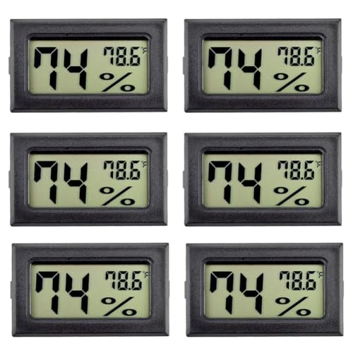Fowecry 6Piece Mini Hygrometer Indoor Humidity Meter Hygrometer Digital Thermometers Humidity with (℉) for Greenhouse, Garden