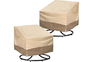 Vanteriam Patio Chair Covers for Outdoor Lawn Furniture Waterproof - 600D Heavy Duty and Waterproof Patio Swivel Chair Covers - W37.5''x D39''x H38'' Beige & Brown 2 Pack