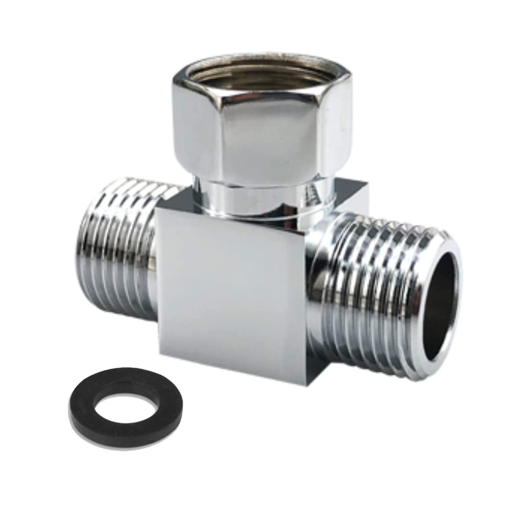 Water Diverter Fitting Adapter, Add-A-Tee G1/2" Hose Connector Adapter for Angle Valve Adapter, Shower arms, Toilet Bidet Sprayer, Hose Pipe Fittings (3 Way T2)