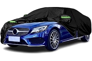 Qnmittry Waterproof Car Covers Compatible with 2008-2024 Mercedes Benz C-Class C250 C300 C350 C400, All Weather Custom-fit Car Cover with Zipper Door for Rain Snowproof UV Windproof