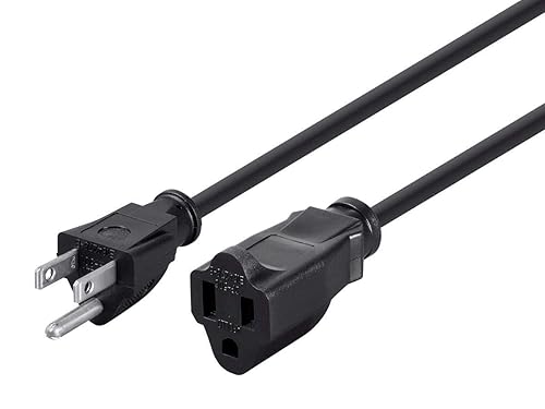 Monoprice 6ft 16AWG Power Extension Cord Cable - SJT 16/3C NEMA 5-15P TO NEMA 5-15R (13A/125V) AP301+SP506 - Black