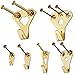 Picture Hangers, Coologin 120 Pieces Professional Photo Frame Hooks, Heavy Duty Picture Hanging Kit with Nails for Wall Mounting, Holds 10-100 lbs,Golden primary