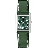 VXFAIZY Rectangular Watch for Women with Vintage Roman Number and Leather Strap