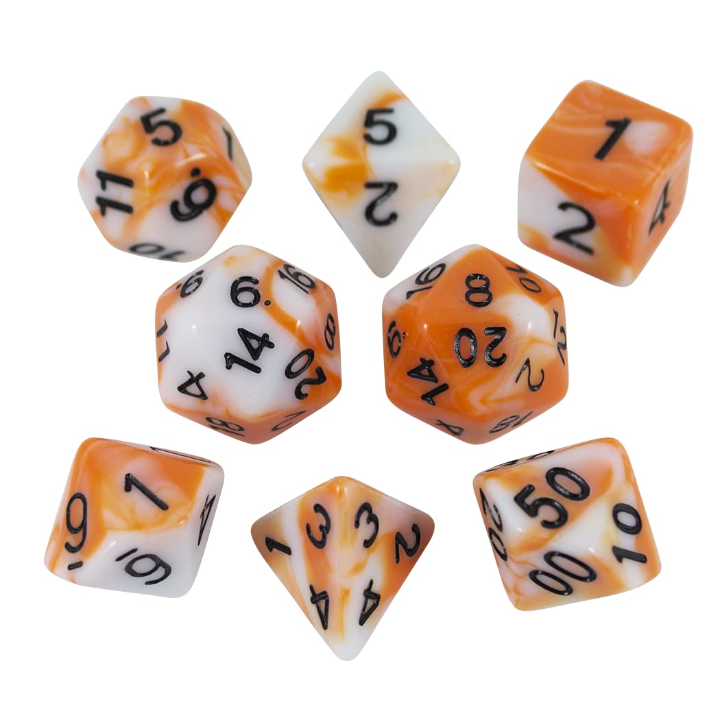 Paladin Roleplaying Orange and White DND Dice Set - 'Troll Slayer'