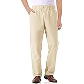 Haloumoning Boys Elastic Waist Pants Kids Uniform School Cotton Twill Trousers with Pockets 5-14 Years