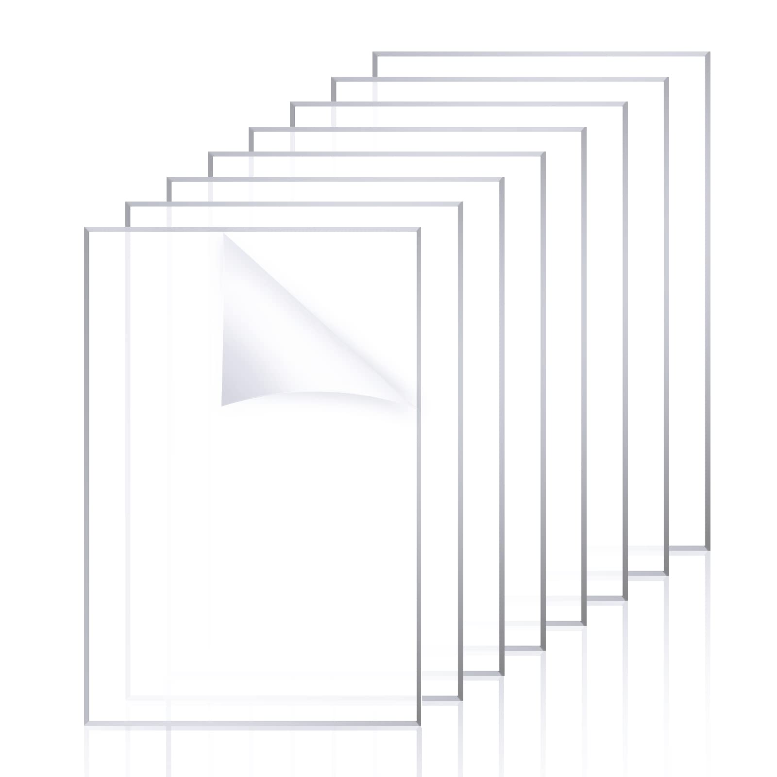 Photo 1 of 10 Pack Clear Acrylic Sheet 8x12" 2mm Thick Transparent Plastic Acrylic Board Rectangular Clear Acrylic Panel Cast Plexiglass Sheet Glass Replacement for DIY Display Projects, Craft, Photo Frame