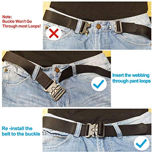 2PCS Tactical Belt,Military Style Webbing Riggers Web Gun Belt with Heavy-Duty Quick-Release Metal Buckle With 2 Keychains