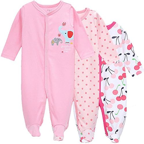 Baby Footed Boy Pajamas 3-Pack Fit Footed Cotton Romper Footed Sleep and Play