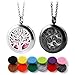 RoyAroma 2PCS 25MM Cloud & Mini Tree of Life Aromatherapy Essential Oil Diffuser Necklace Two Patterns Pendant Locket Jewelry,23.6