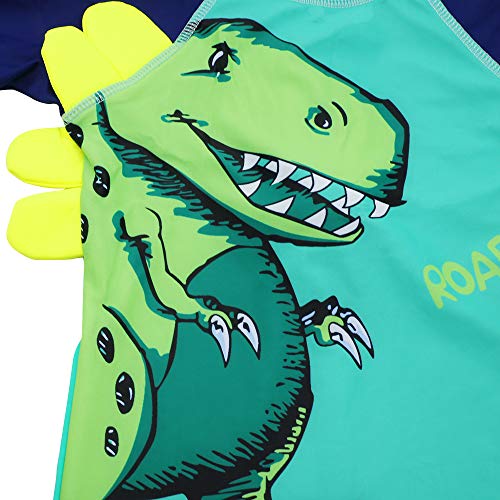 Xplanet Baby Toddler Boy Dinosaur Swimsuit Short Sleeve Bathing Suit-One Piece Swimwear Infant Toddler Sunsuits for Baby Girls (Green Dinosaur, 2-3T) - Thumbnail 2
