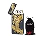Unishow Electronic Pulse Double Arc Cigarette Lighter, Chinese Dragon Windproof Flameless USB Rechargeable Arc Lighter, Black