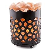 Crystal Decor Natural Himalayan Salt Lamp with Salt Chunks in Cylinder Design Metal Basket and Dimmable Cord - Fan Design