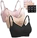 Loritta 3 Pack Womens Nursing Bra Maternity Breastfeeding Bras Sleep Bralette 3 Packs(black+nude+pink) Medium